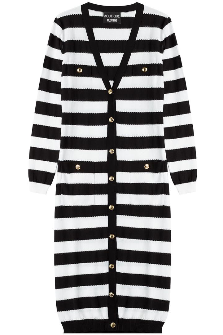 Boutique Moschino Boutique Moschino Cotton Striped Long Cardigan