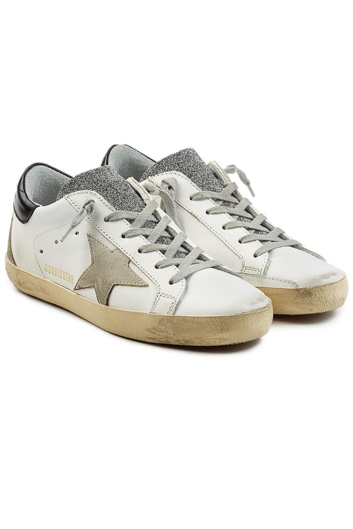 Golden Goose Golden Goose Super Star Leather Sneakers With Swarovski Crystals