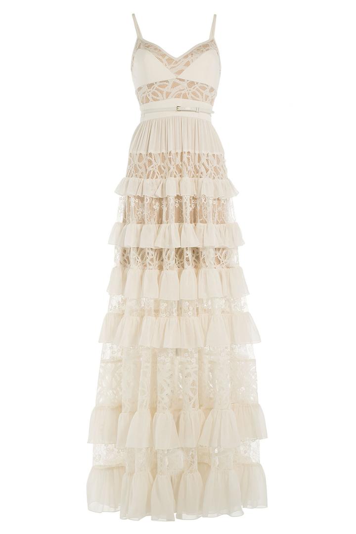 Elie Saab Elie Saab Silk-blend Tiered Lace Gown