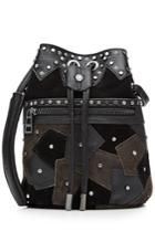 Zadig & Voltaire Zadig & Voltaire Embellished Suede And Leather Shoulder Bag - Black