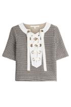 Veronica Beard Veronica Beard Sanibel Lace Up Top - Blue