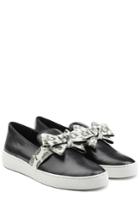 Michael Kors Collection Michael Kors Collection Slip-on Leather Sneakers With Bow - Black