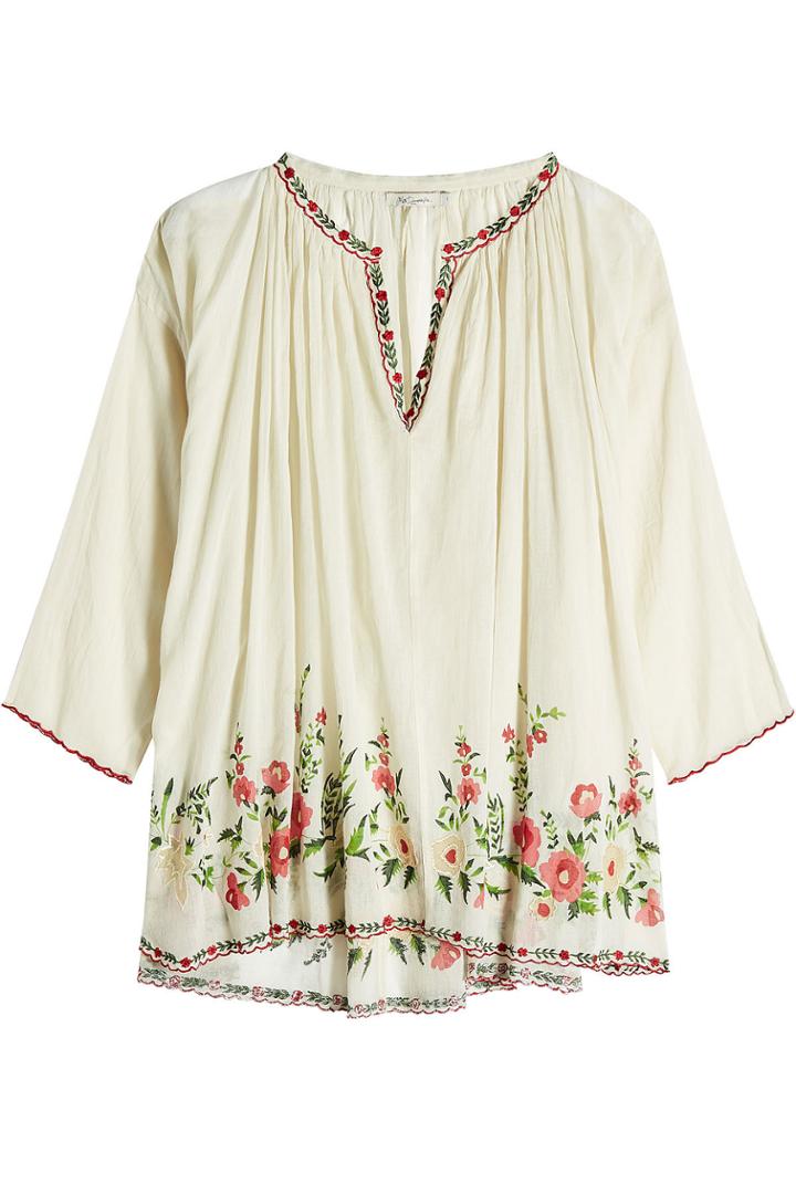 Mes Demoiselles Mes Demoiselles Embroidered And Printed Cotton Top