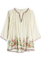 Mes Demoiselles Mes Demoiselles Embroidered And Printed Cotton Top