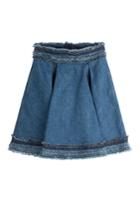 Alexander Mcqueen Alexander Mcqueen Pleated Denim Skirt With Fringe