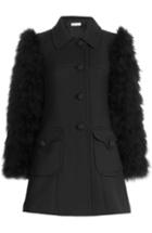Red Valentino Wool Coat With Feather Sleeves