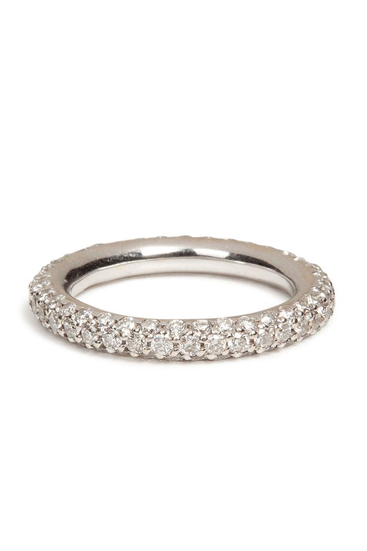 Carolina Bucci Carolina Bucci 18k White Gold 1885 Chunky Ring With Pave Diamonds - Silver
