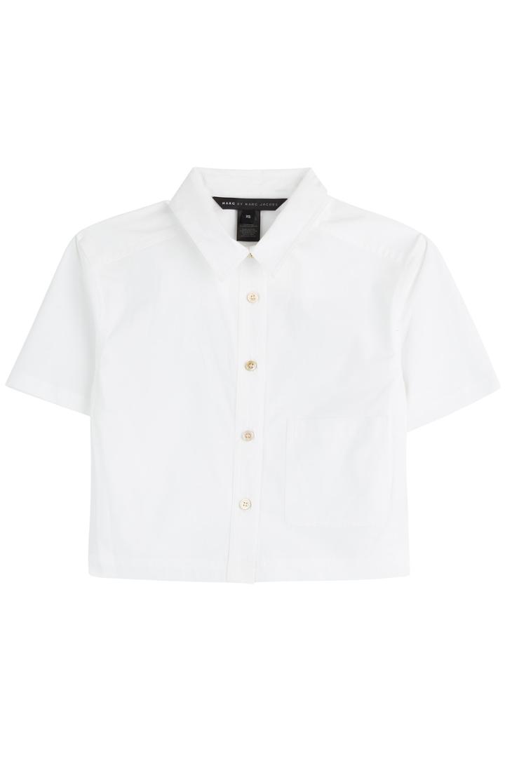 Marc By Marc Jacobs Stretch Poplin Cropped Button-up