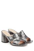 Marc Jacobs Marc Jacobs Embossed Metallic Leather Mules