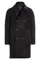 Hugo Hugo Leather Coat With Pony Hair - Black