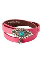 Alexander Mcqueen Alexander Mcqueen Leather Wrap Around Bracelet With Embellishment - Pink