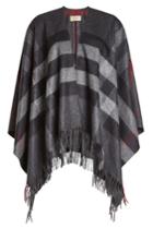 Burberry London Burberry London Checked Poncho With Cashmere And Merino Wool - Grey