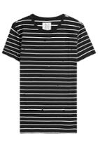 Zoe Karssen Zoe Karssen Distressed Striped Cotton T-shirt - None