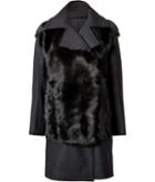 Jil Sander Fur Panel Coat In Dark Grey