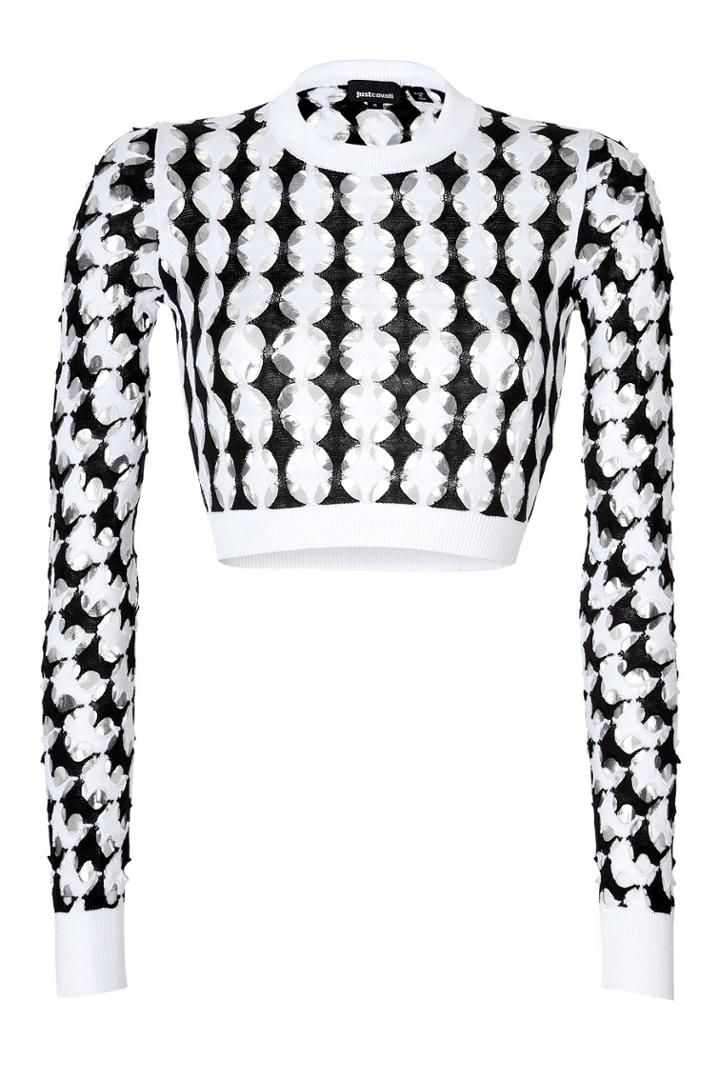 Just Cavalli Just Cavalli Cotton Intarsia Knit Cropped Pullover - Multicolored