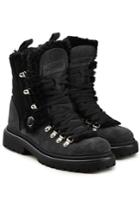 Moncler Moncler Berenice Suede Ankle Boots With Shearling