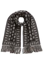 Alexander Mcqueen Alexander Mcqueen Wool Upside Down Skull Scarf - Black