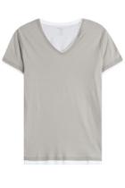 Majestic Majestic Layered Cotton T-shirt With V-neckline - Grey