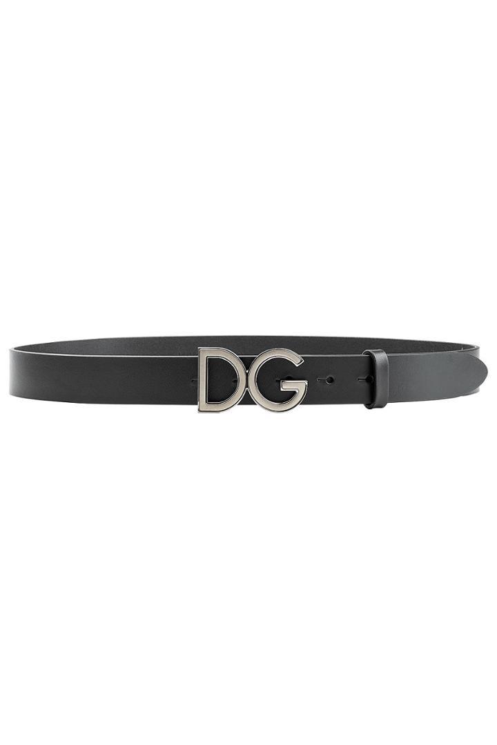 Dolce & Gabbana Dolce & Gabbana Leather Belt With Lettered Logo Buckle - Black