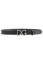 Dolce & Gabbana Dolce & Gabbana Leather Belt With Lettered Logo Buckle - Black