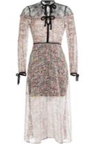 The Kooples The Kooples Printed Silk Dress With Lace And Velvet - Multicolored