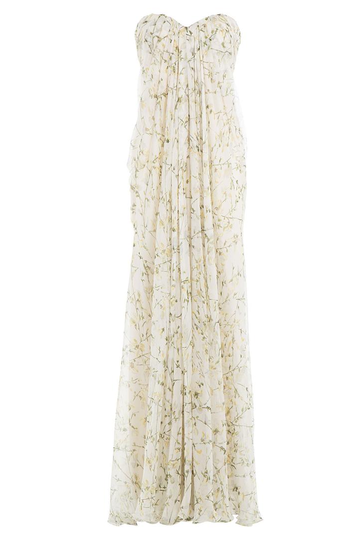 Alexander Mcqueen Alexander Mcqueen Draped Floor Length Printed Silk Dress - Multicolor