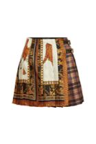 Versace Versace Printed Silk Skirt With Leather Buckles