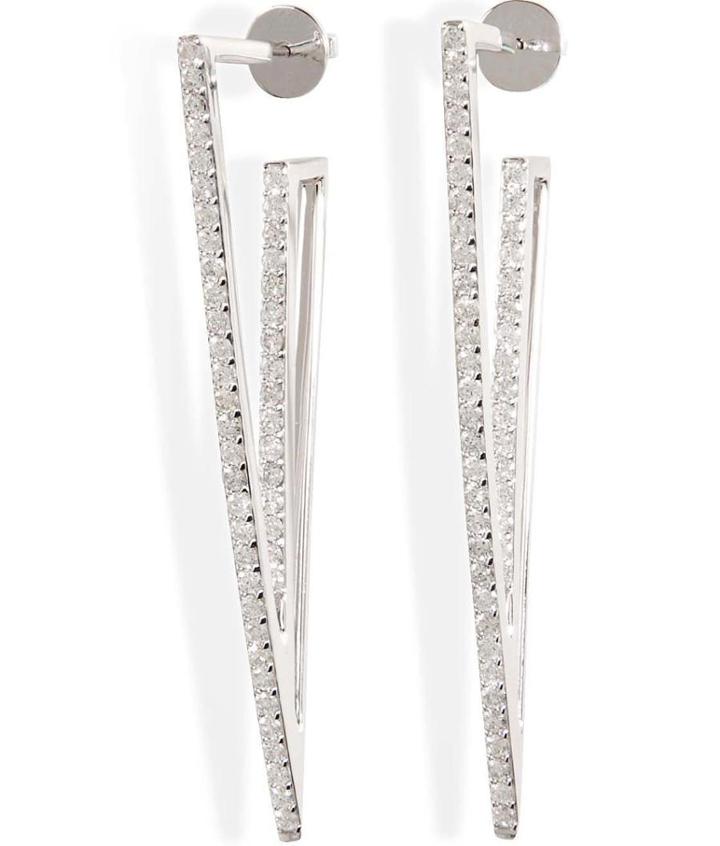 Lynn Ban Sterling Silver V Earrings With Diamonds