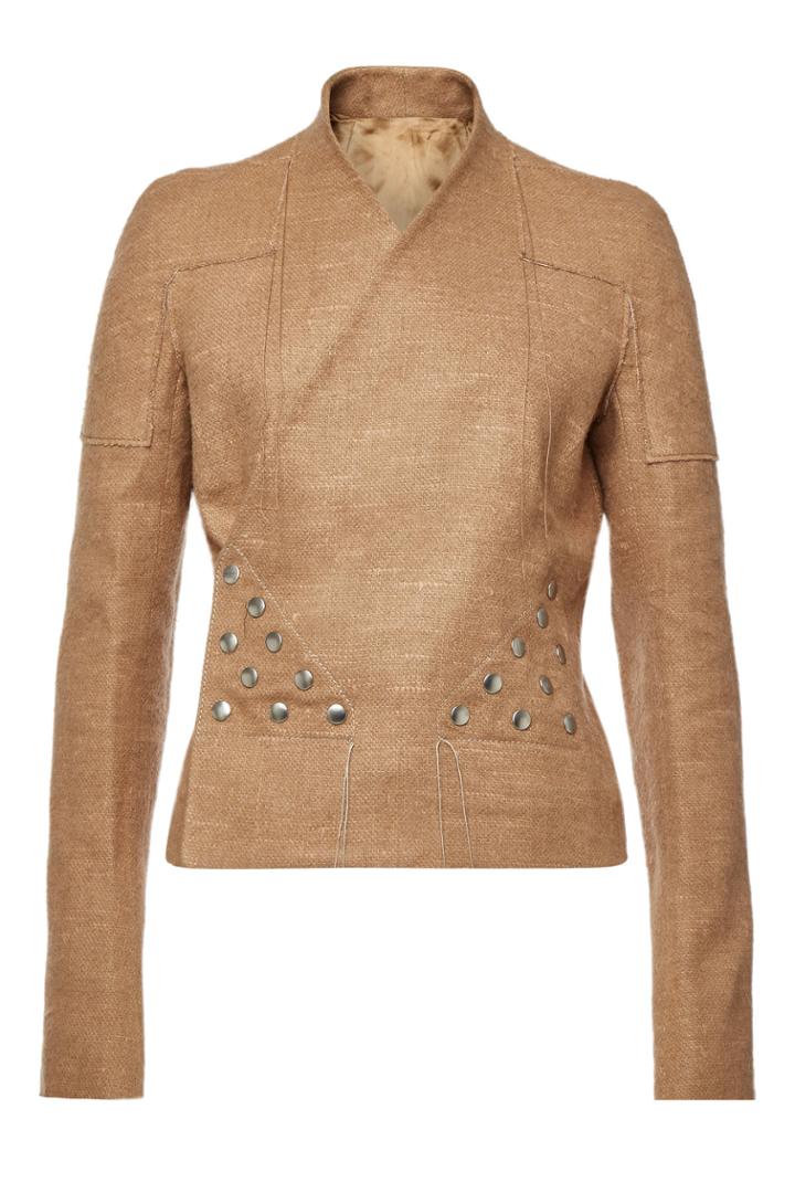 Rick Owens Rick Owens Snap Jacket With Camel Hair And Linen