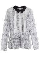 Self-portrait Self-portrait 3d Floral Guipure Top - Grey