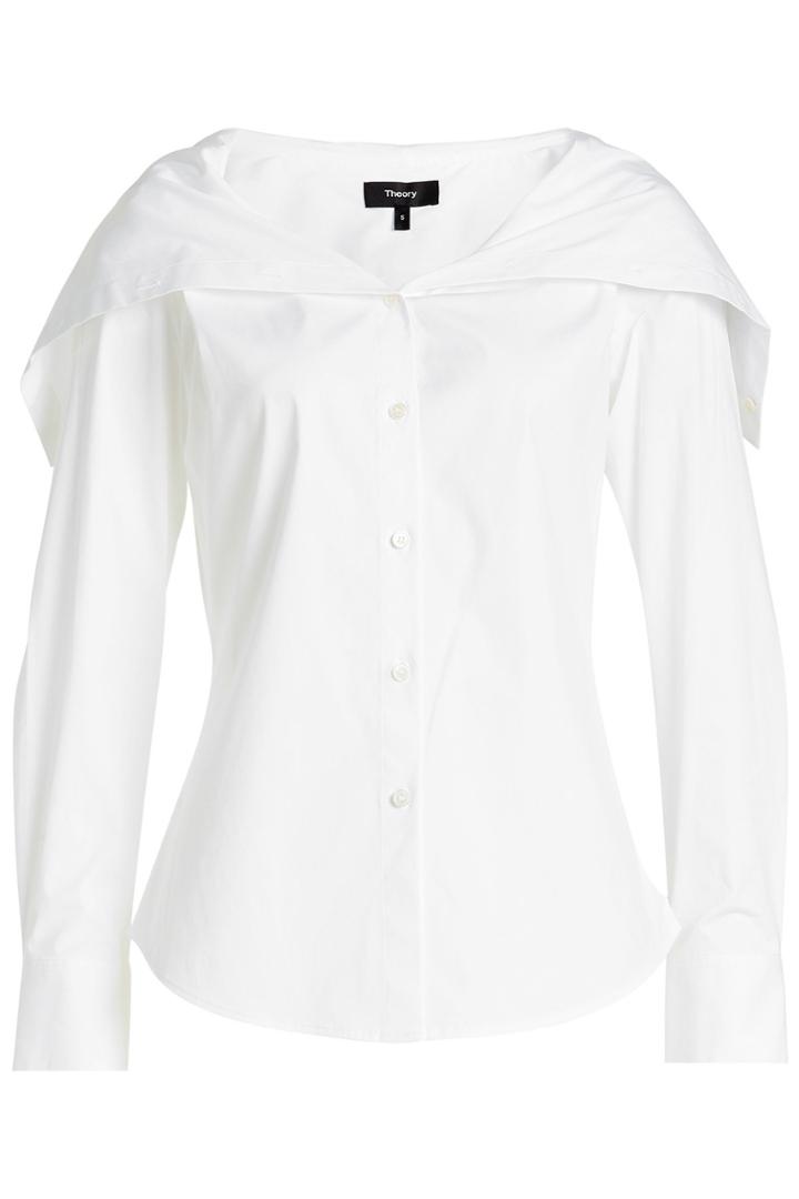 Theory Theory Cotton Blouse With Layered Neckline