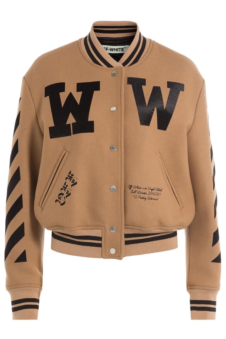 Off-white Off-white Virgin Wool Bomber Jacket - Camel