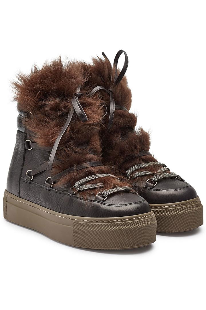 Brunello Cucinelli Brunello Cucinelli Leather Ankle Boots With Shearling