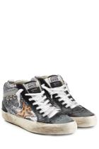 Golden Goose Golden Goose Glitter And Leather Mid Star Sneakers