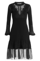 Alberta Ferretti Alberta Ferretti Virgin Wool Dress With Lace - Black