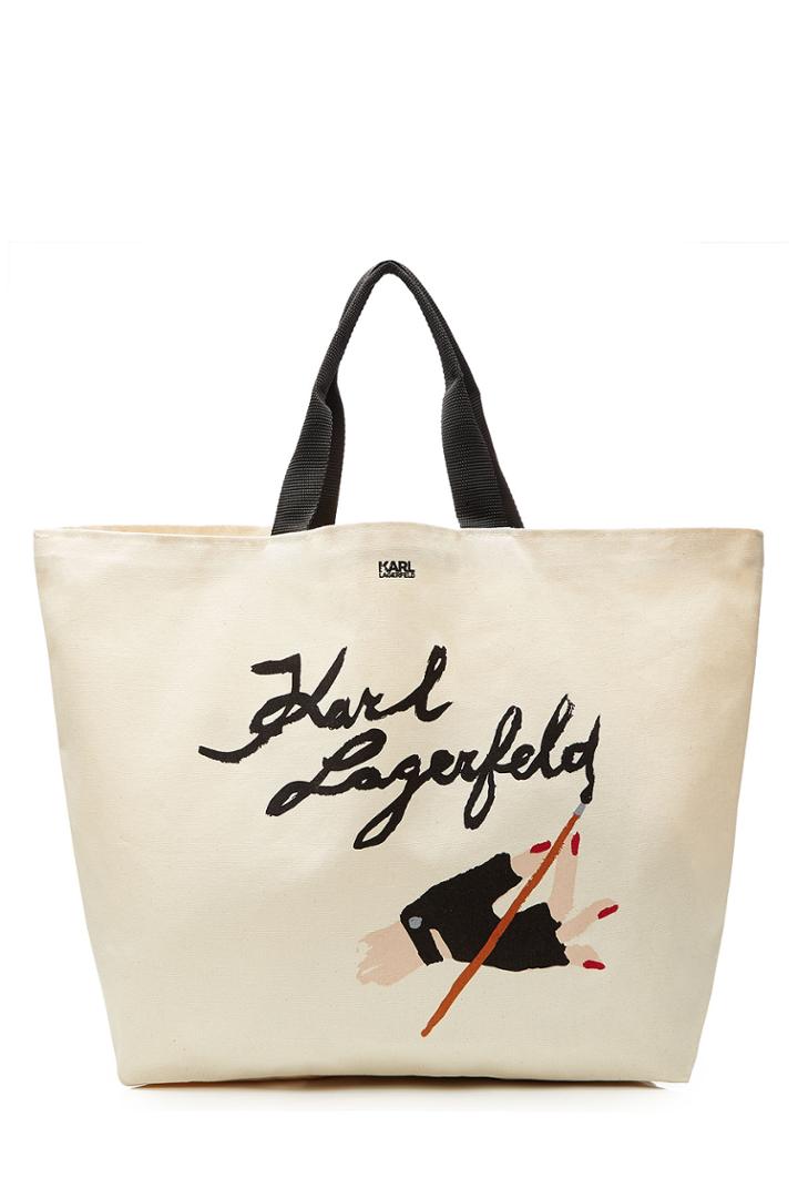 Karl Lagerfeld Karl Lagerfeld Karl Signature Cotton Shopper - White