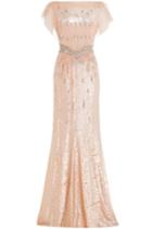 Jenny Packham Jenny Packham Sequin And Bead Embellished Floor Length Gown