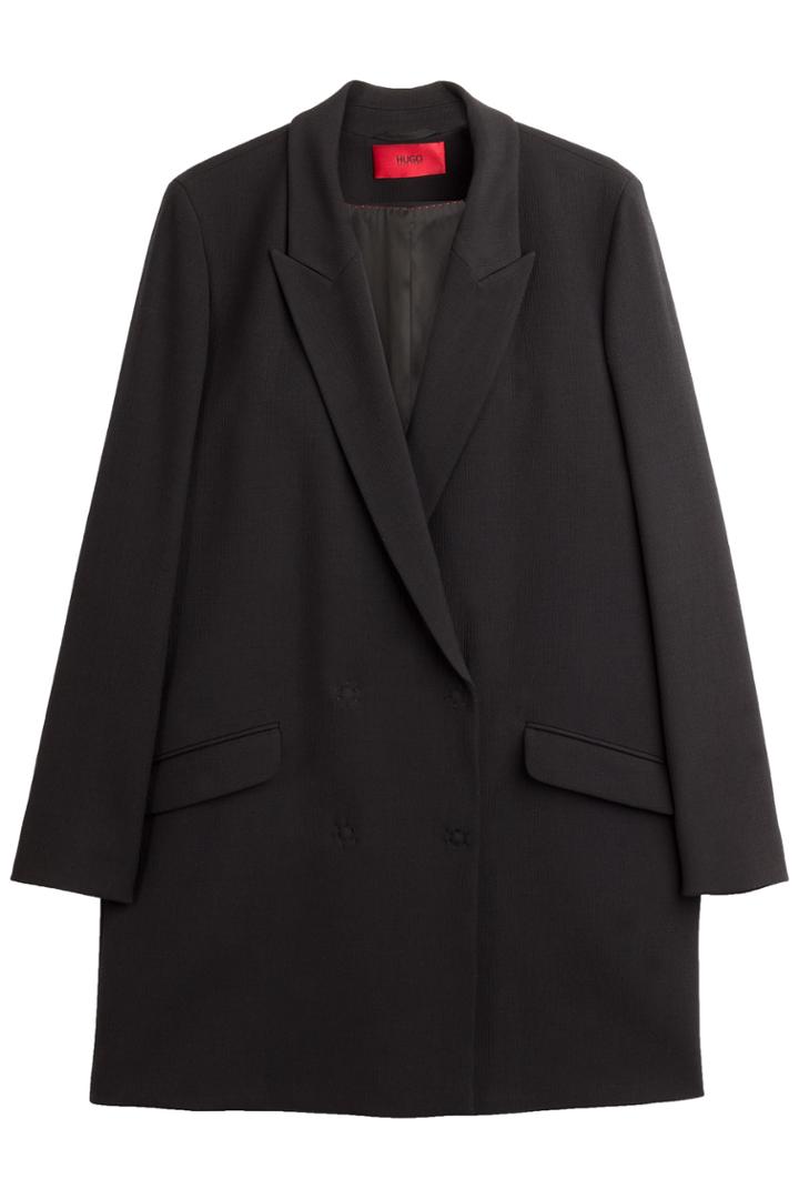 Hugo Hugo Textured Crepe Marga Coat - Black
