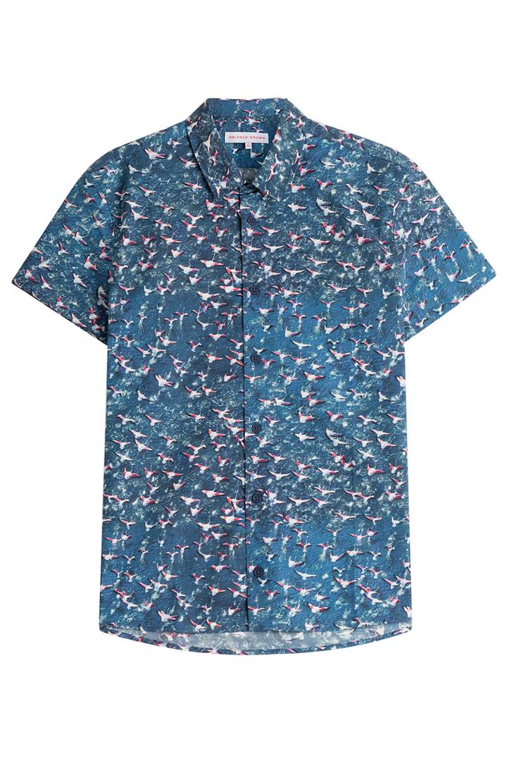 Orlebar Brown Orlebar Brown Pelham Printed Cotton Shirt - Blue