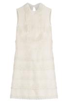 Red Valentino Red Valentino Silk Sheath With Sheer Eyelet Trim - White