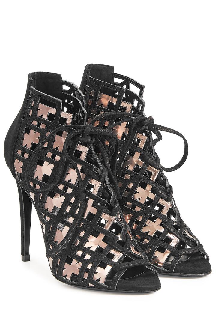 Pierre Hardy Pierre Hardy Suede And Metallic Leather Stiletto Sandals