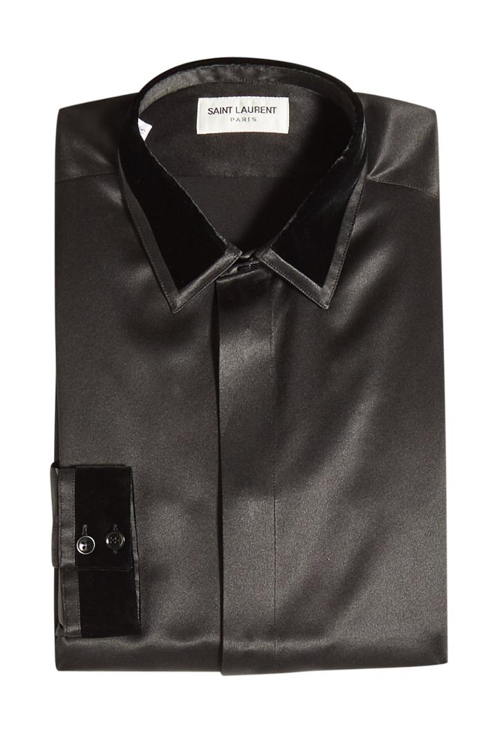 Saint Laurent Saint Laurent Silk Shirt With Velvet Trims