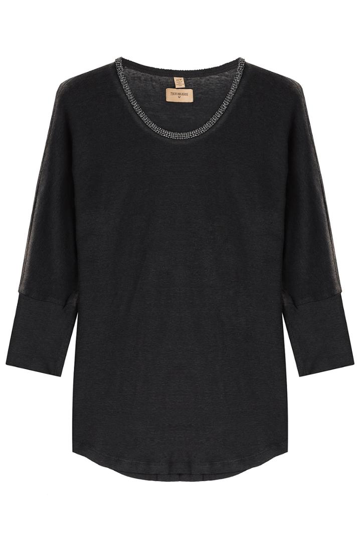 True Religion True Religion Embellished Linen Top - Black