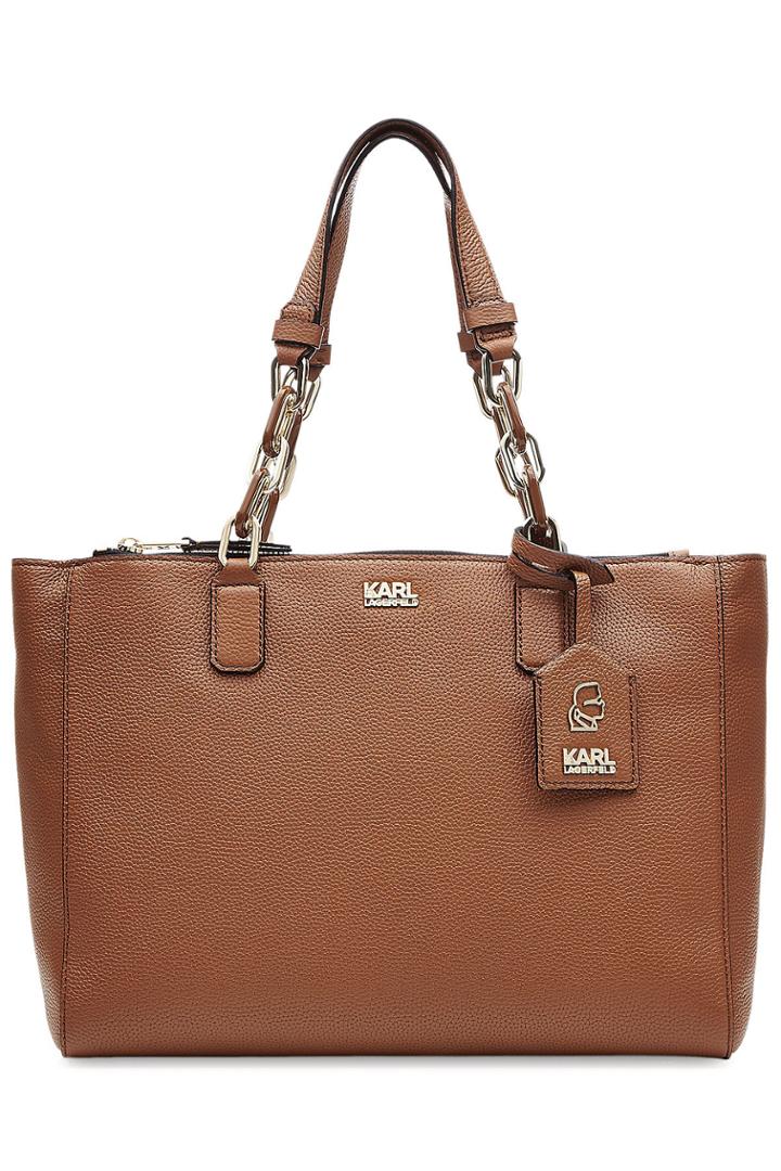 Karl Lagerfeld Karl Lagerfeld Grainy Leather Tote Bag - Camel