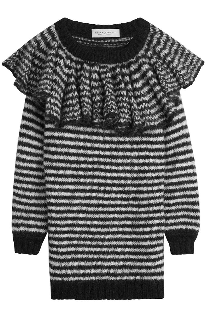 Philosophy Di Lorenzo Serafini Philosophy Di Lorenzo Serafini Striped Sweater Dress With Oversized Collar