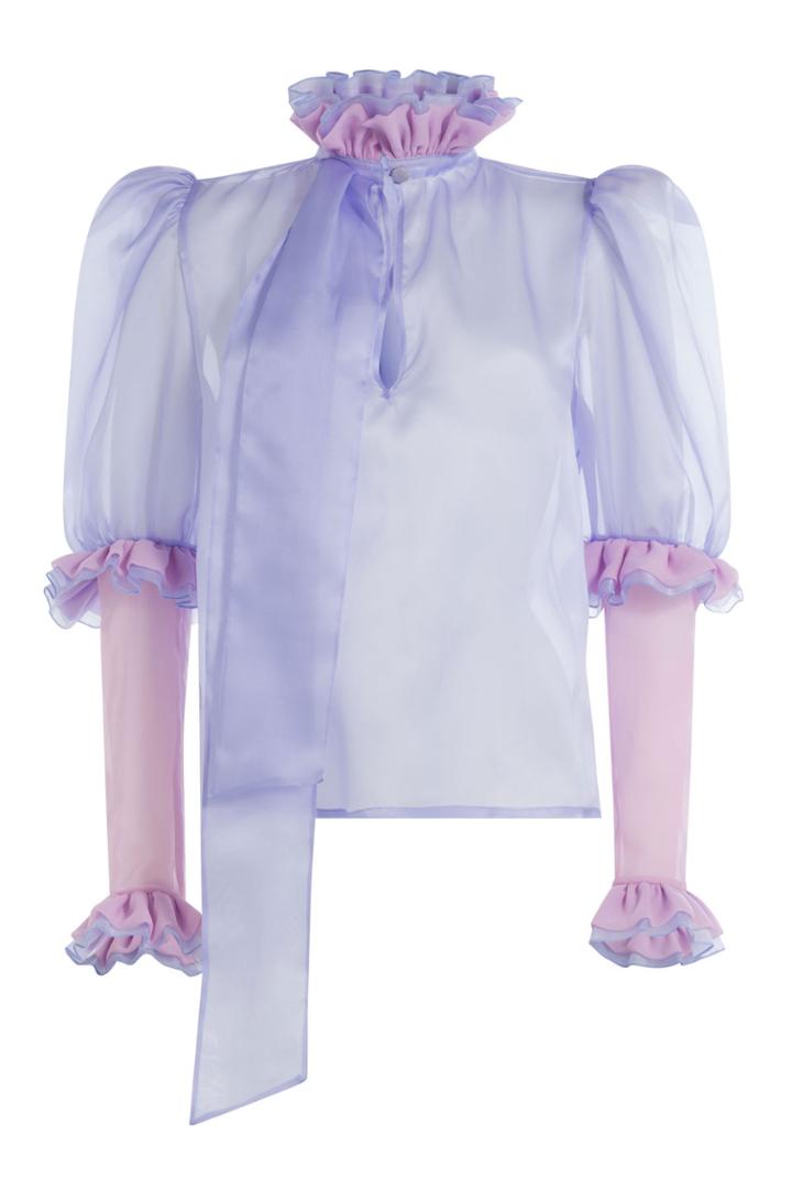 Natasha Zinko Natasha Zinko Silk Chiffon Blouse With Ruffles - Purple