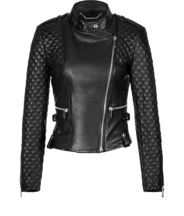 Barbara Bui Quilted Leather Biker Jacket In Black