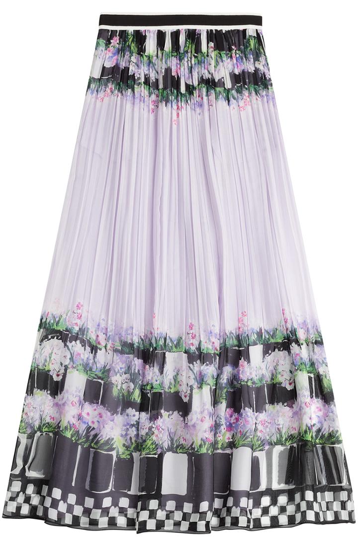 Alberta Ferretti Silk Chiffon Printed Maxi Skirt