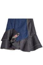 Alexander Mcqueen Alexander Mcqueen Printed Ruffle Denim Skirt