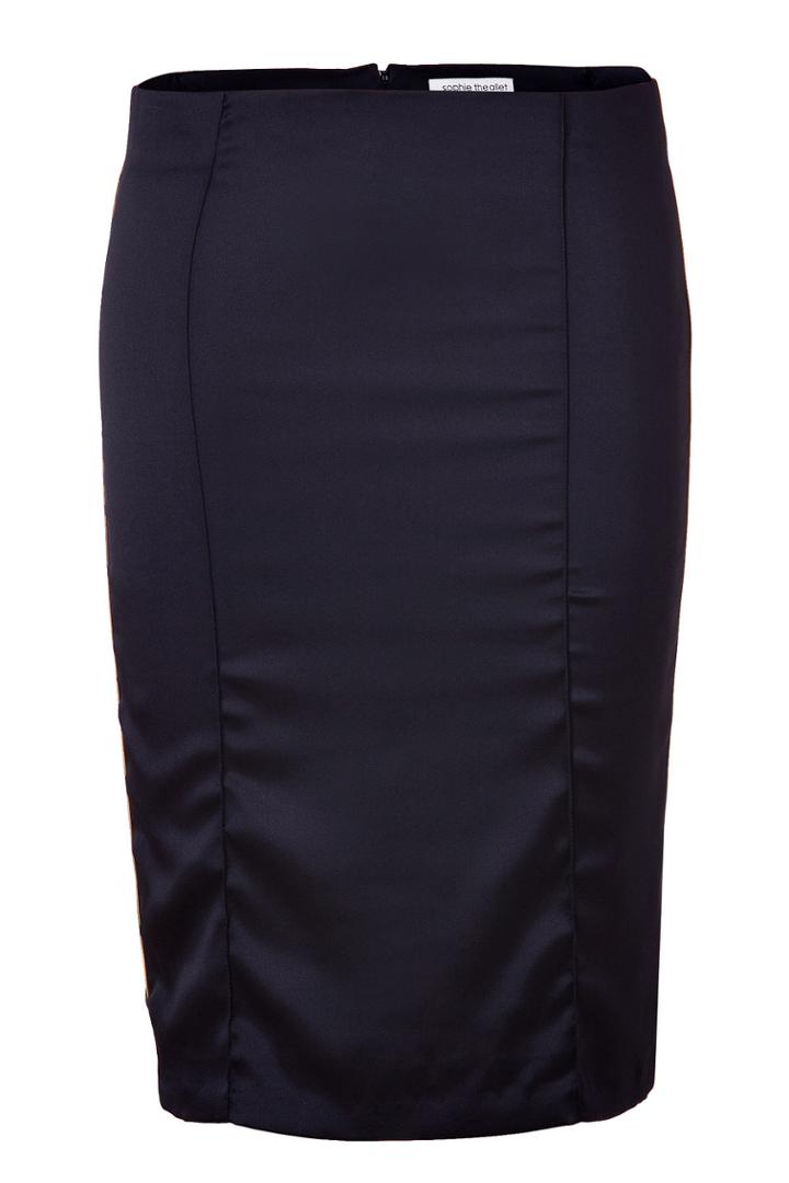 Sophie Theallet Sophie Theallet Black/gold Piped Silk Satin Pencil Skirt